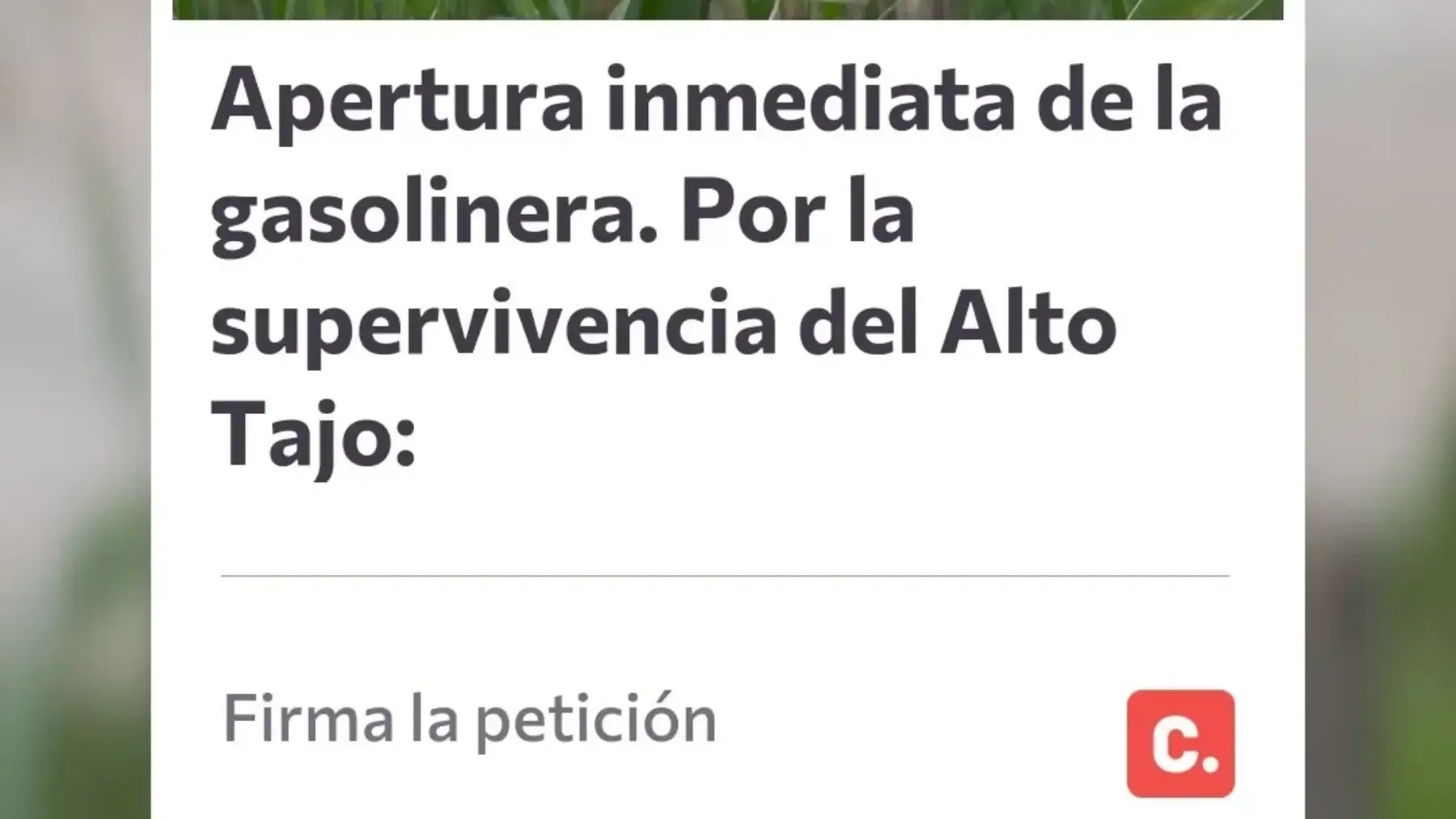 Petición en la gasolinera del Alto Tajo.