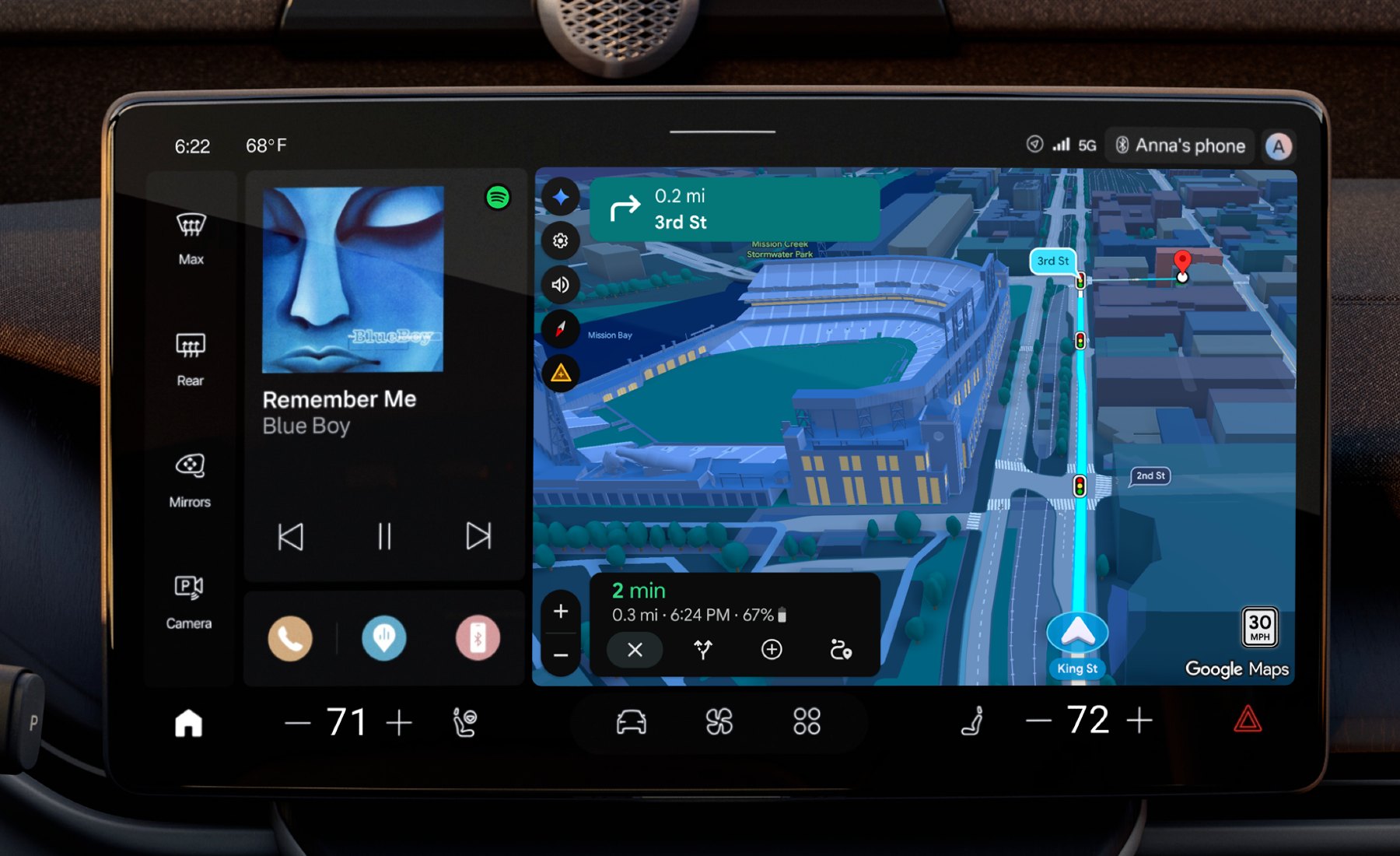 Navegador Google Maps del Volvo EX60