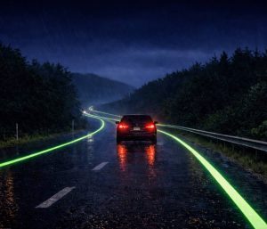Líneas fotoluminiscentes en la carretera, una solución sencilla y económica para evitar salidas de vía