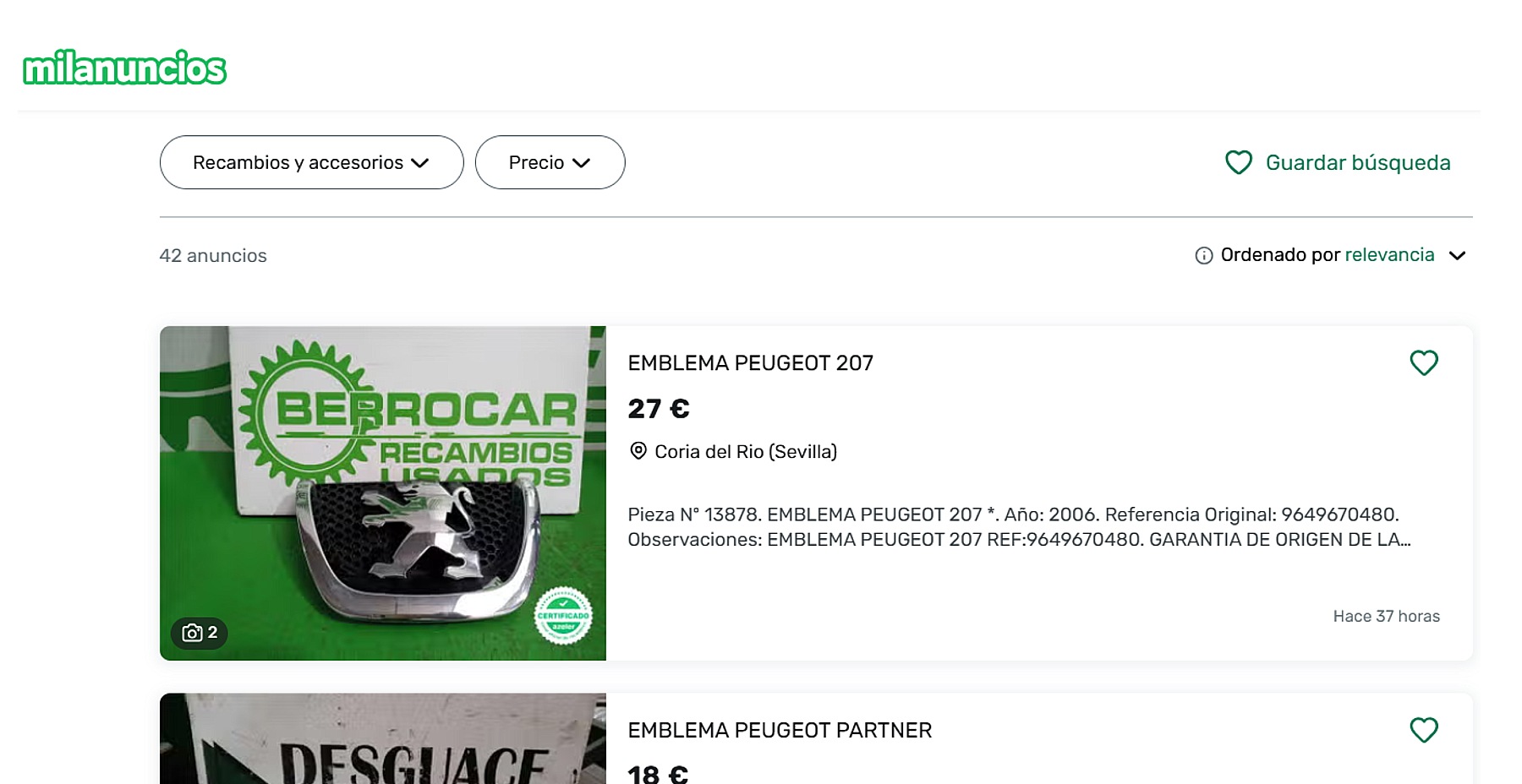 Emblema Peugeot Milanuncio