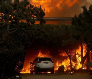 Incendio forestal casa y coche