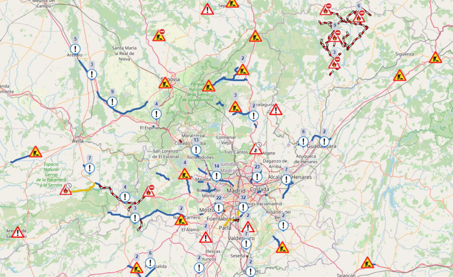 Mapa interactivo carreteras DGT