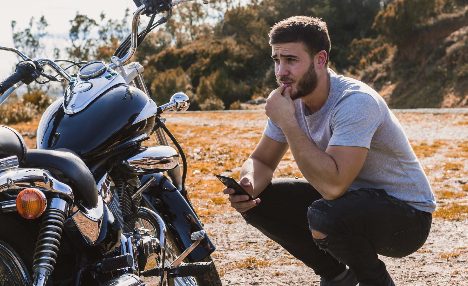 Moto averiada verano