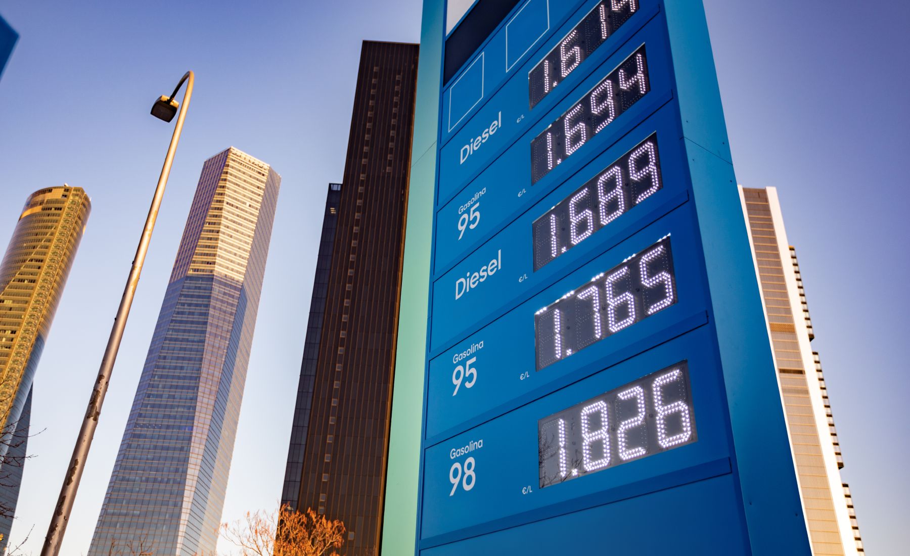 Panel precios gasolinera España
