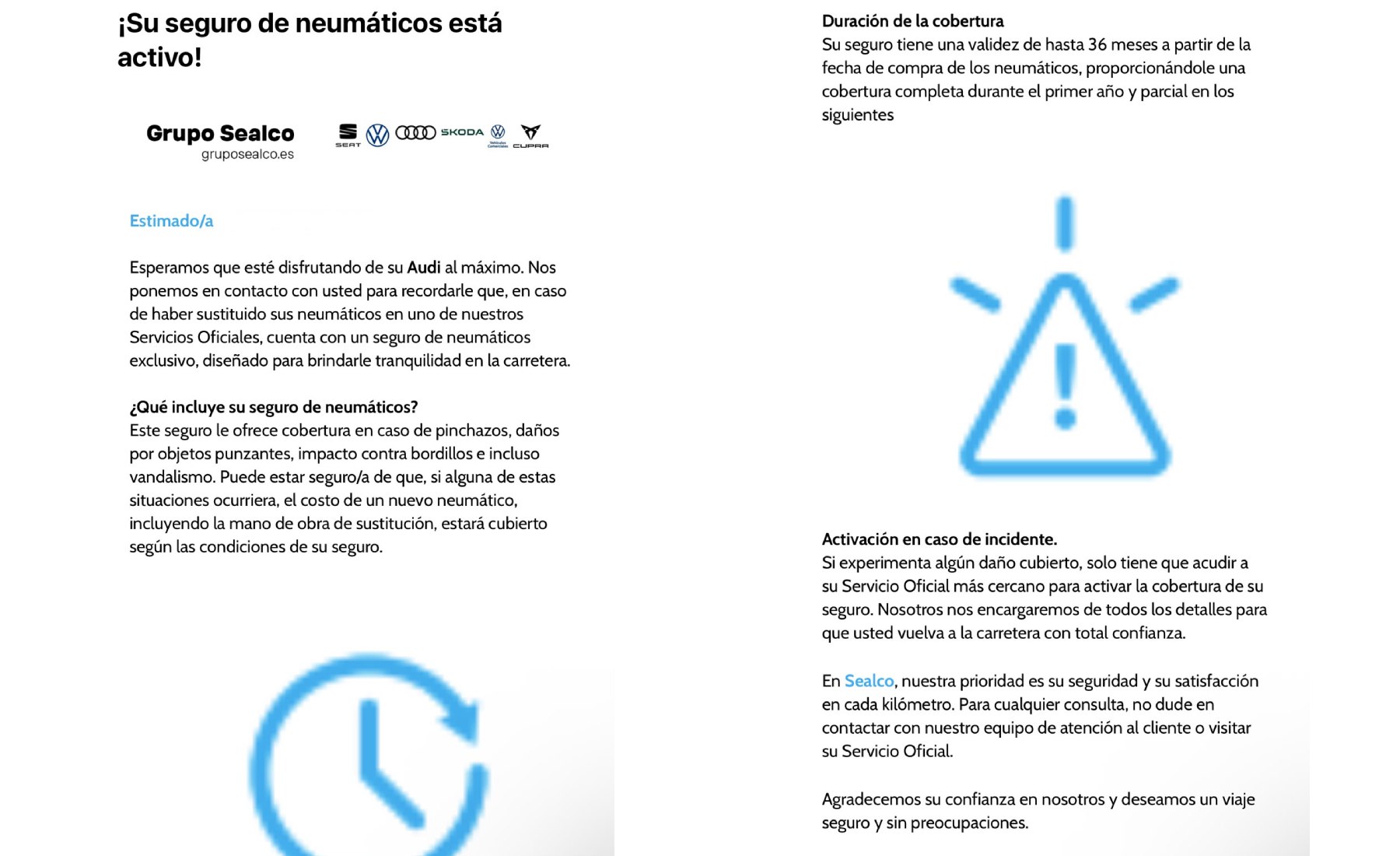 carta seguro neumáticos