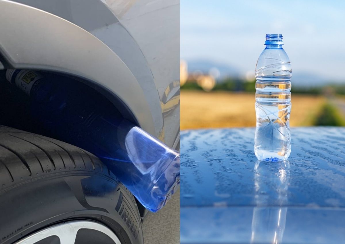 ¿Qué significa encontrar una botella de plástico en el techo de un coche o en una de sus ruedas? No siempre es una buena noticia